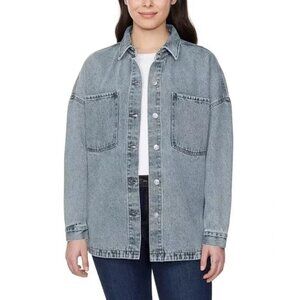 NWT Hudson Ladies' Denim Shirt Jacket Oversized Blue (Retro Wash)